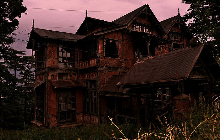 The spooky Charleville Mansion in Shimla on a summer evening