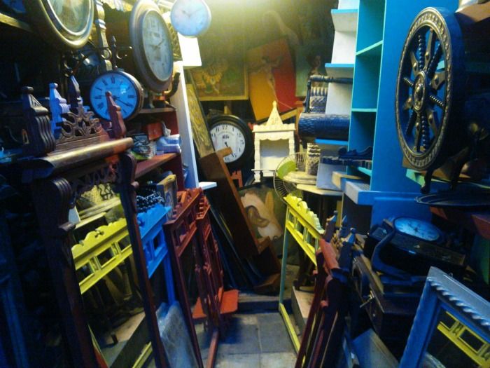 Antique furniture at Amar Colony Furniture Market, Delhi