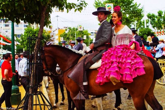 A Honeymoon couple in Seville at the Feria de Abril