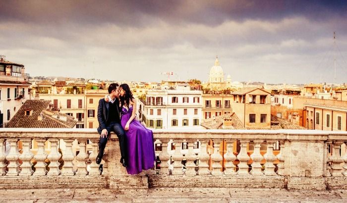 A couple celebrating their Honeymoon in Italy