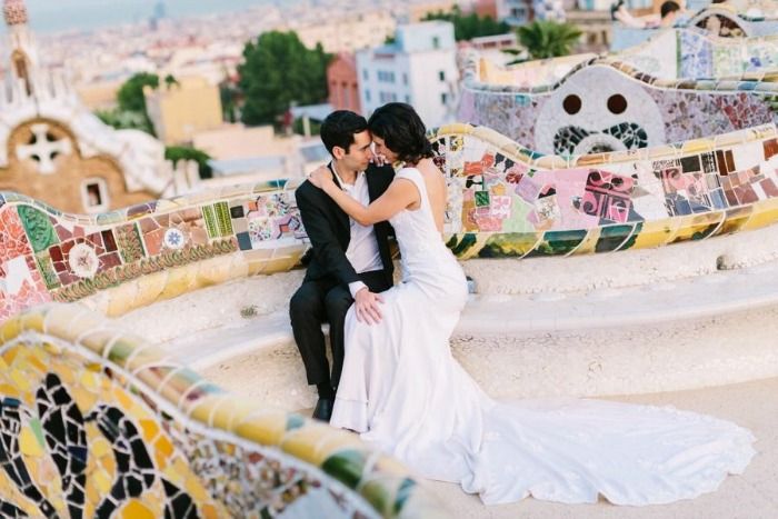 Newly married couple enjoying honeymoon in Spain