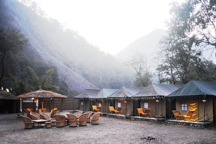 A foggy morning at the Cradle of Life Camp in Rishikesh