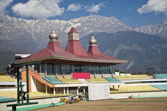 The grand HPCA cricket stadium in Dharamshala