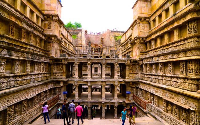 The seven stories held up by pillars at Rani ki Vav 