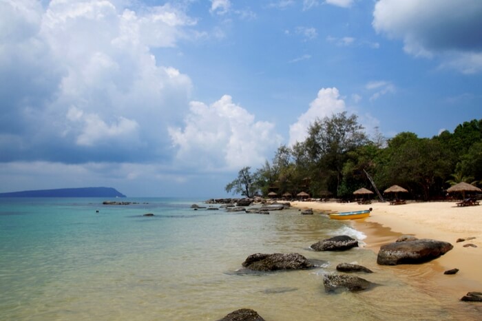 Perfectview of a beach at Koh Rong island with blue sky making the backdrop