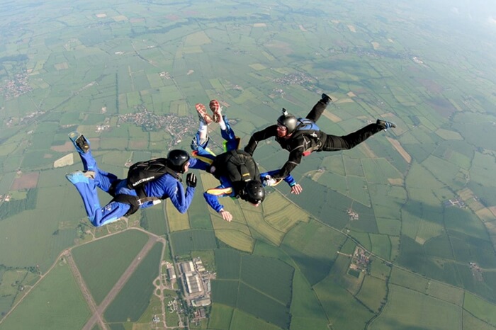 Skydiver going for an accelerated freefall jump