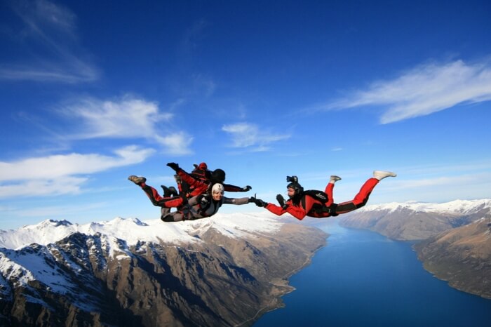 Two professional skydivers