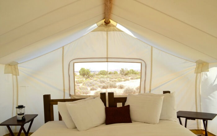 Interior of a camp in Moab Under Canvas