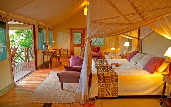 Interior of a camp in Olonana Camp
