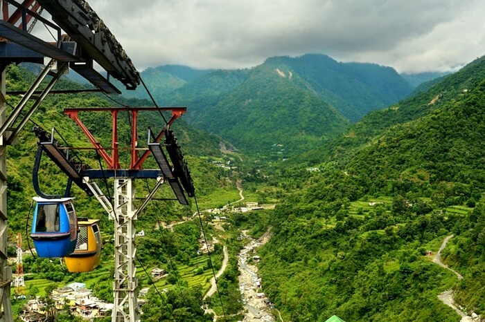 View of Doon Valley from the top of a cable car ride