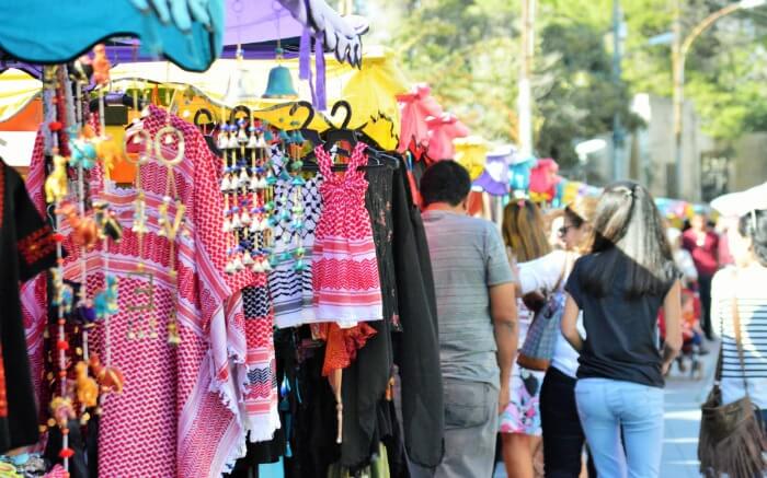 cloth and decorative item stalls at Souq Market in Amman