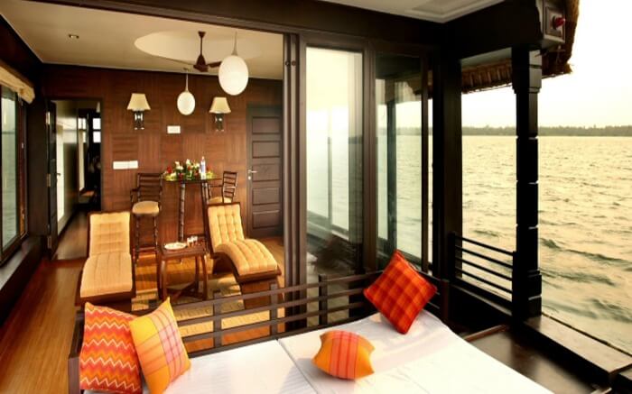 Recliner with front deck view of Rainbow Cruises in Alleppey 