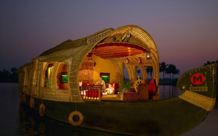 River Escape Houseboat in the Kerala backwaters at the time of sunset 