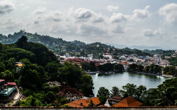 Topview of Kandy lake and adjoining areas in the heart of Kandy 