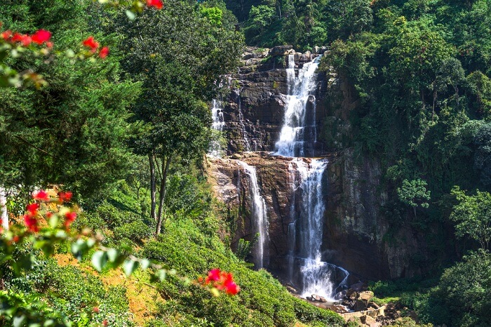 Thethe famous falls of the Ramboda Valley in Sri Lanka