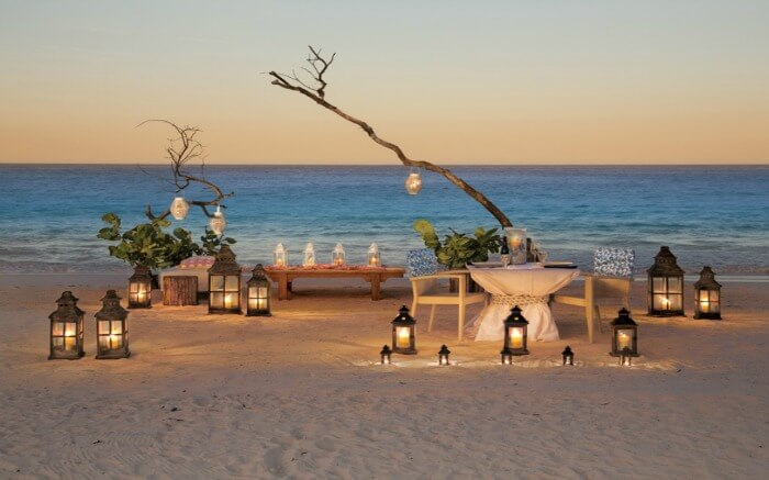 Romantic setting in Pink Beach Bahamas - one of the best beaches for honeymoon