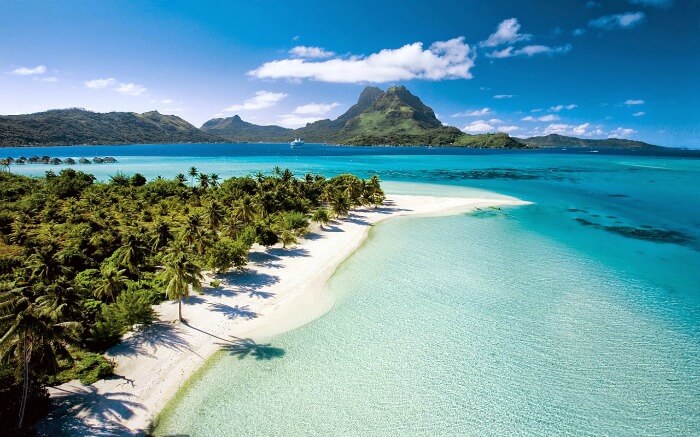 View of Matira Beach in Bora Bora
