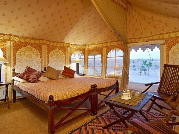 Luxurious interiors of a glamp in Ranthambore