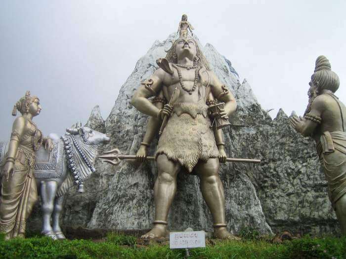 The towering idols of Lord Shiva and his disciples at Shiva Templ