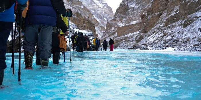 The trekkers on their way to Zanskar Valley