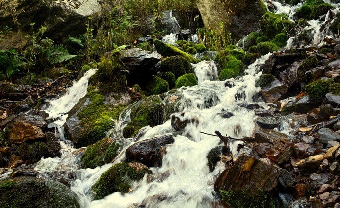 Streams of water seeping down from Kheer Ganga
