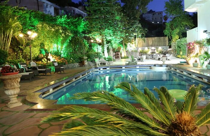 A snap of the swimming pool at the Hotel Hillock that is one of the best hotels in Mount Abu