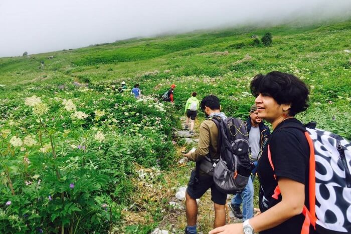 kw-130917-Trekkers trekking through the Valley of Flowers in Uttarakhand