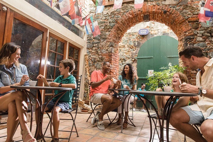 Guests dining at the restaurant of the Marriott Frenchman Cove resort in the US Virgin Islands