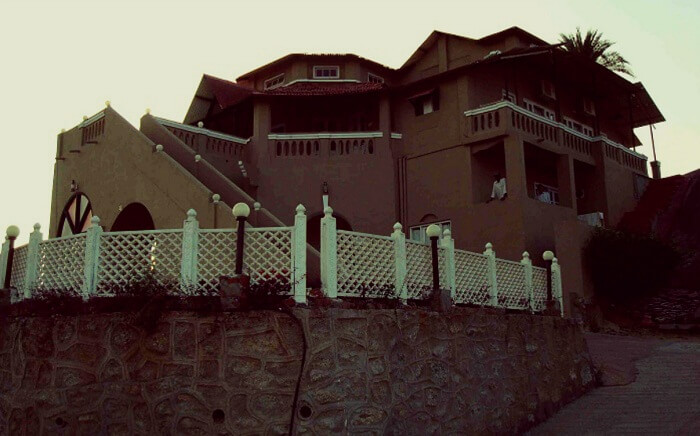 A view of the grand Udai Garh Hotel in Mount Abu