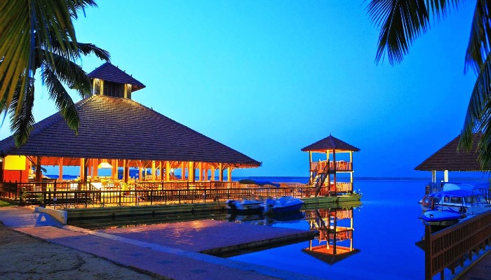 View of the Neyyar Lake from Estuary Island Resort in Poovar