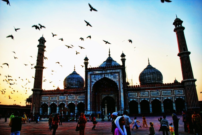 The largest masjid in Asia, Jama Masjid, created during the Mughal reign