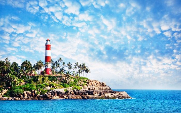 The view of the Lighthouse Beach in Kovalam