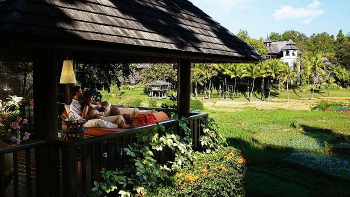 Honeymoon couple in an exotic resort in Chiang Mai, Thailand