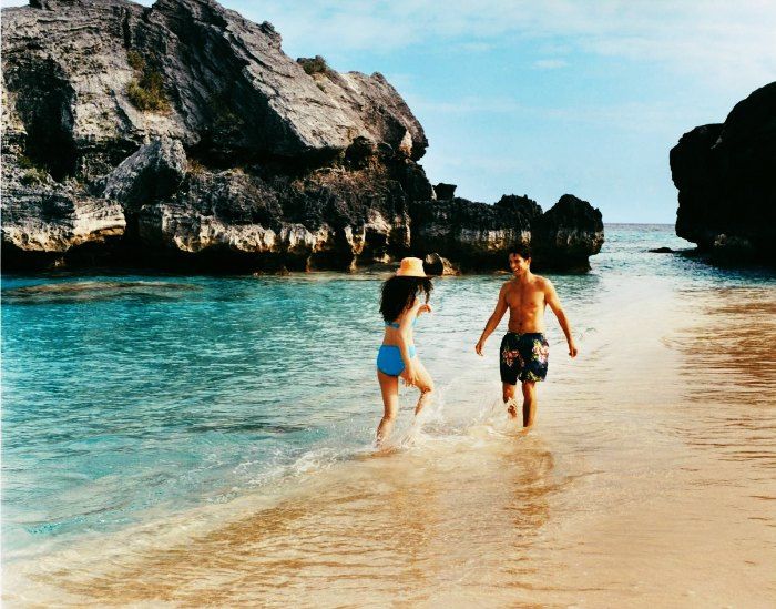 Couple in the pristine waters of Cambodia