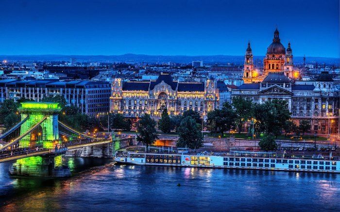 Night views of Budapest in Hungary