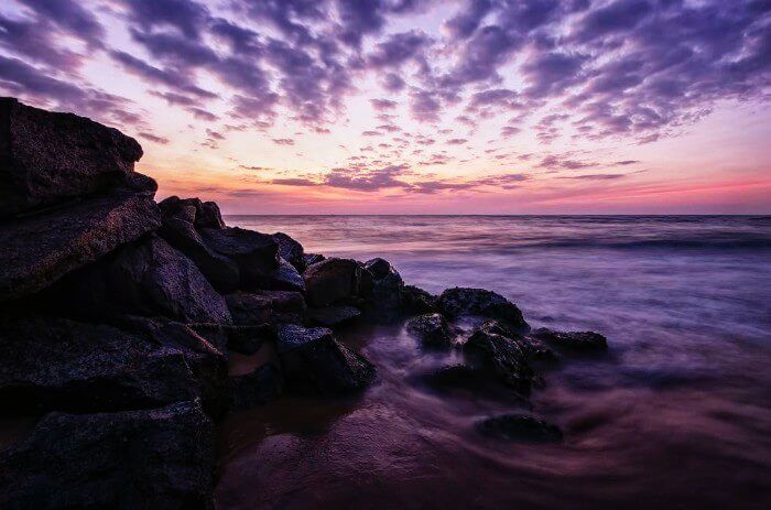 Sunset at Negombo beach in Sri Lanka
