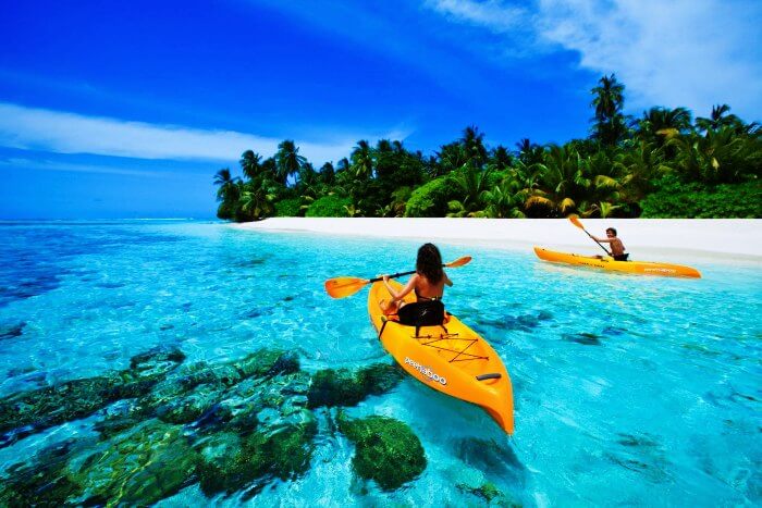 Kayaking is amongst the fun water activities in Maldives