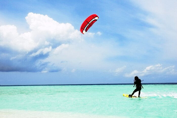 Another amazing water sport in Maldives is Kite Surfing