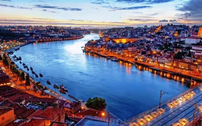 Night view of Lisbon in Portugal