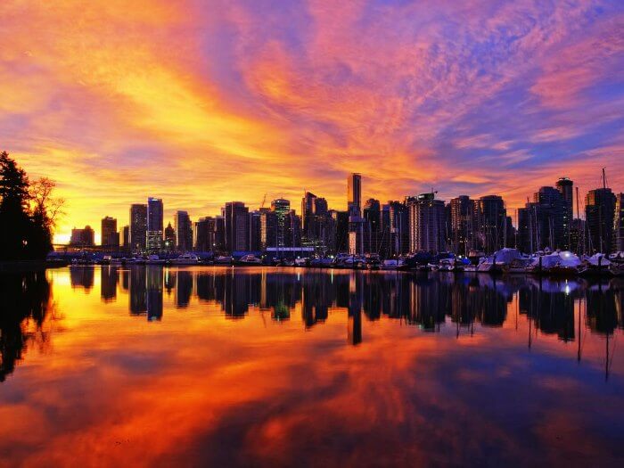 Vancouver’s skyline during sunset