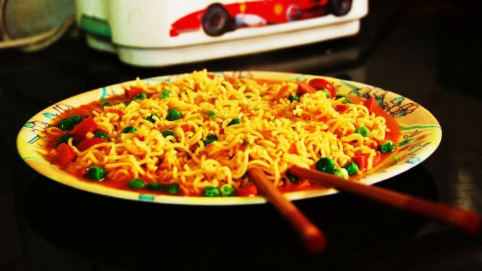 Maggi served in a plate