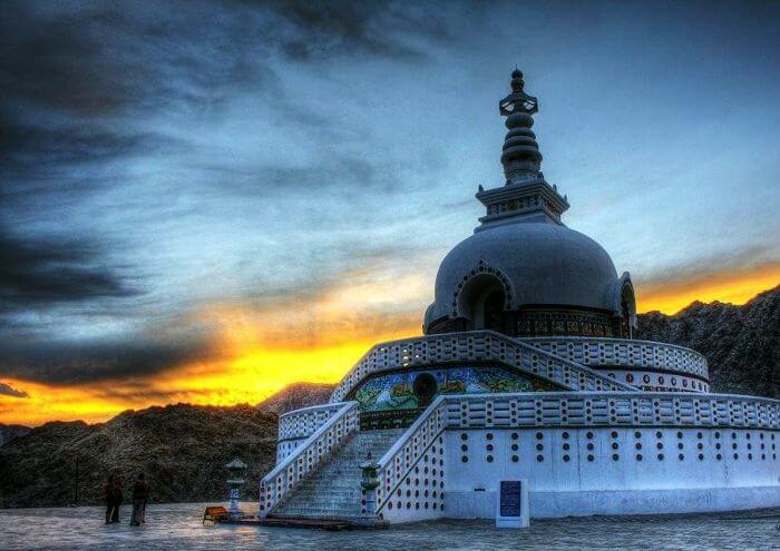 Beautiful sunset at the Shanti Stupa