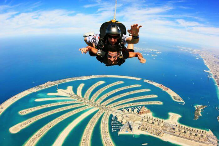 skydiving above Palm Jumeirah