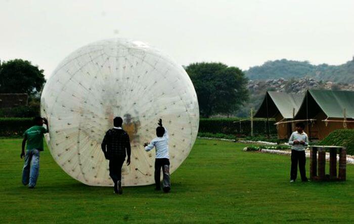 zorbing at camp tikkling