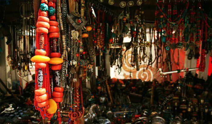 Colorful curios at display in a shop in Leh market