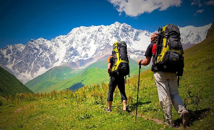 Hikers in the hills of Manali