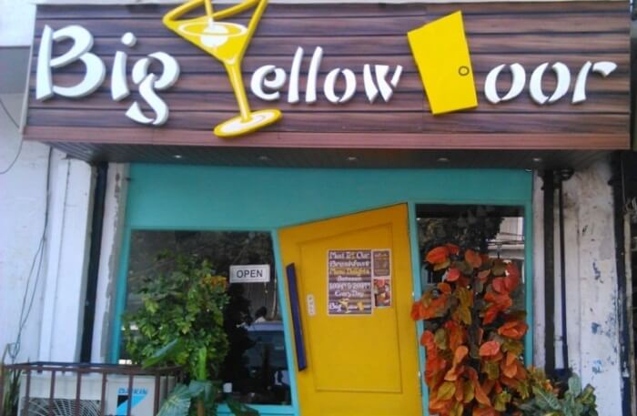 The Entrance to the popular Big Yellow Door café at Vijay Nagar