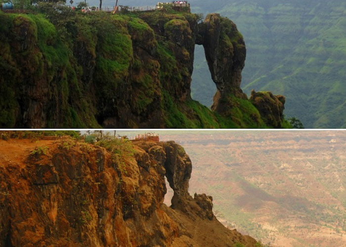 Two different views of the needle point in Mahabaleshwar