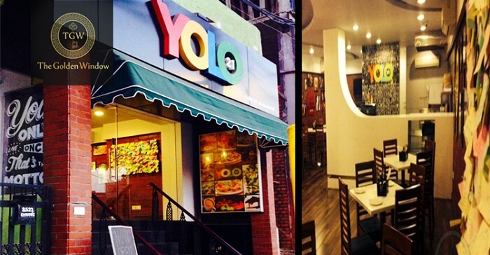 The interiors and entrance of the YOLO 21 restaurant at Hudson Lane