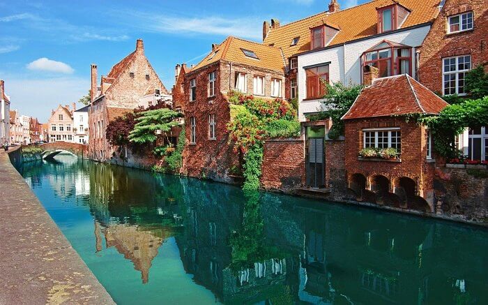 The aqua water canal of Bruges in Belgium